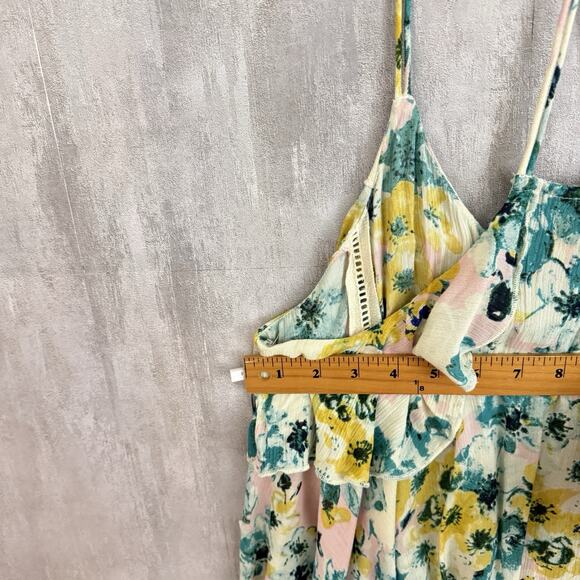 O’Neill Printed Top Womens Medium Spaghetti Straps T Back Flowy Ruffles Floral - Picture 12 of 13